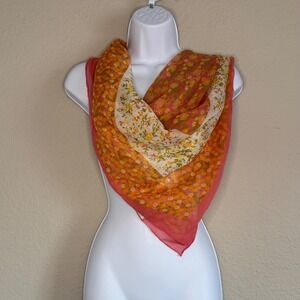 Charming Charlie Floral Square Scarf Boho Soft Girl Bag Charm Retro 70s Festival